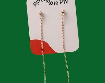Rose Gold Stainless Steel Duster Earrings: Delicate Chain Long Earrings