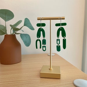 Acrylic Earrings for Women, Asymmetrical Interesting Earrings, Weird Green Statement Earrings