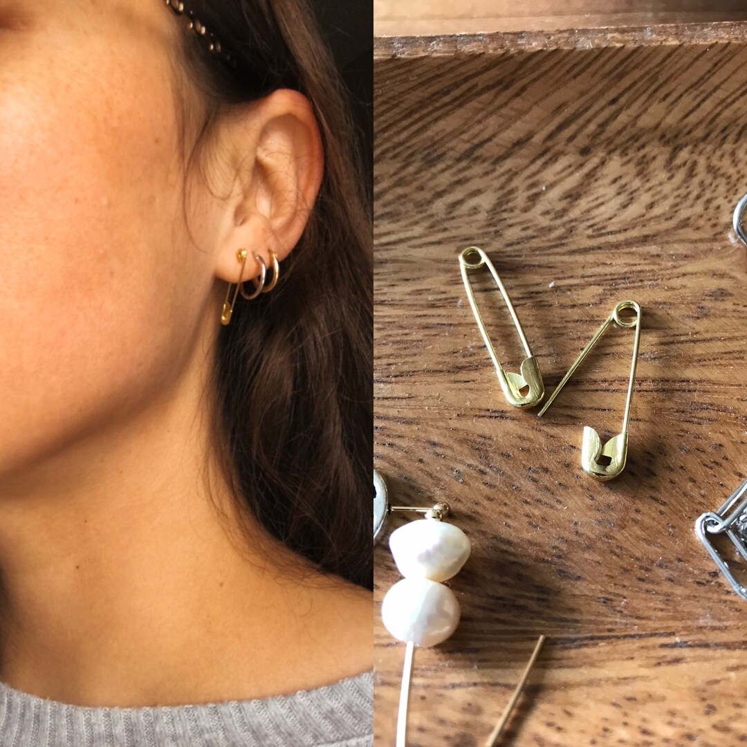 Small Safety Pin Earrings Under 15 Tiny Safety Pin Jewelry Etsy UK