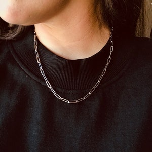 Paperclip Chain Necklace Silver, Paperclip Jewelry Stainless Steel Chain, Silver Link Necklace, Paperclip Necklace, Layering Chain Necklace