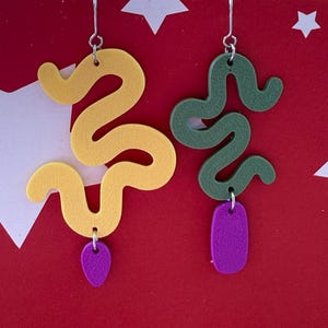Funky Earrings for Women, Asymmetrical Mismatched Earrings, Weird Colorful Statement Earrings