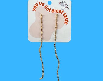 Pendientes largos tipo plumero, pendientes colgantes de cadena delicada de acero inoxidable dorado, pendientes colgantes clásicos minimalistas