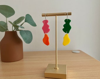 Abstract Acrylic Dangle Earrings: Colorful Geometric Statement Jewelry