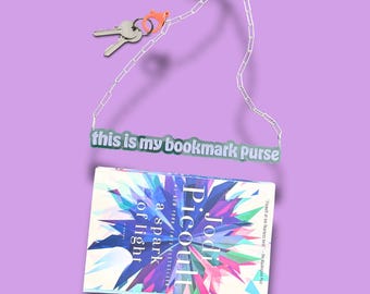 Acrylic Bookmark Purse with Silver Chain - Gift for Book Lovers