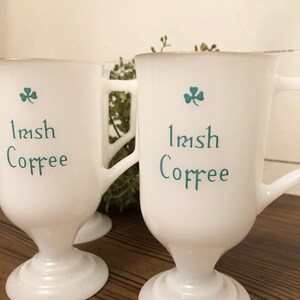 Milk glass pedestal Irish coffee Mugs / gold rim milk glass/ collection/ milk glass / vintage milk glass