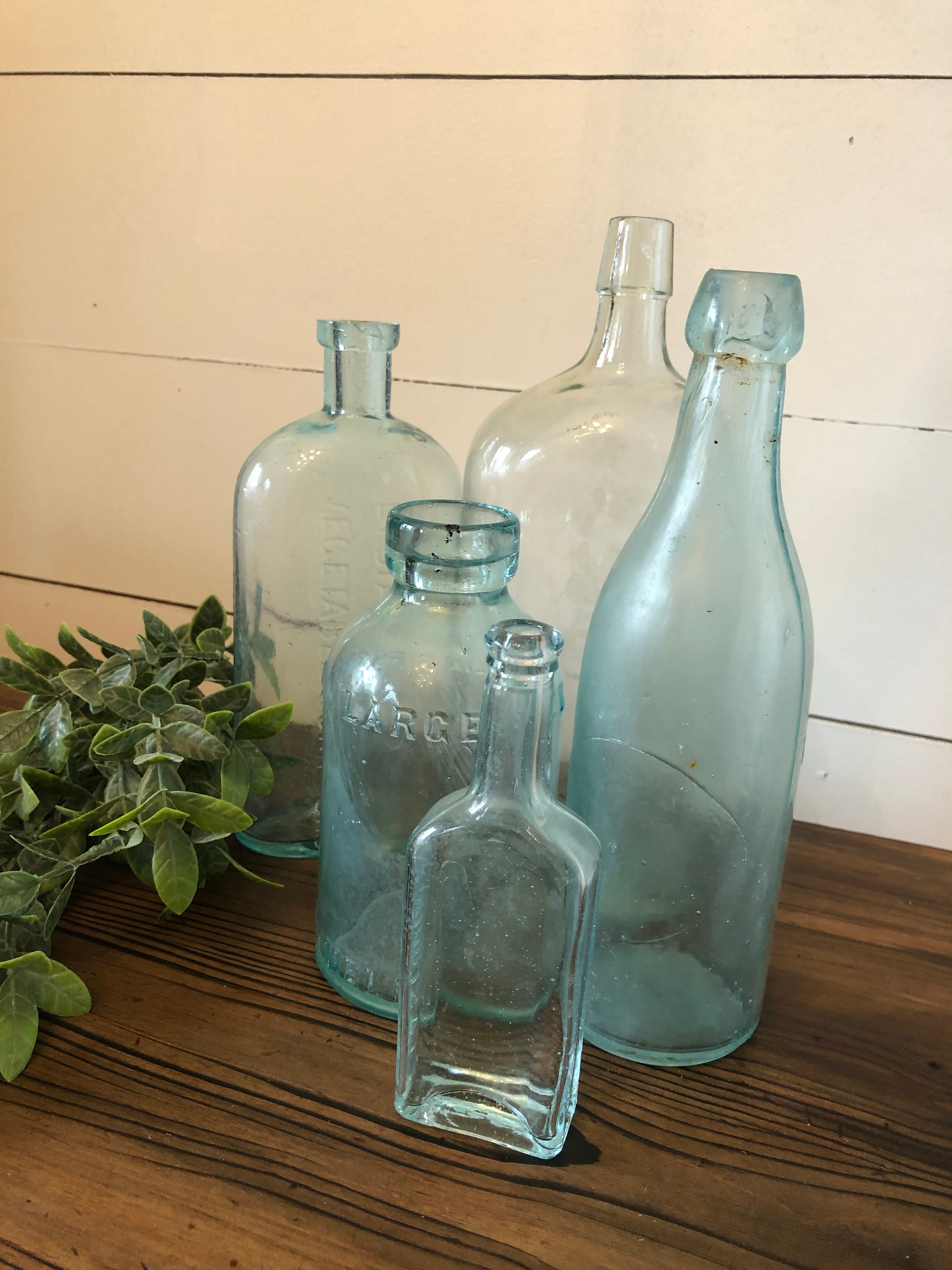Collection of Antique Bottles 1800-1900s/vintage Glass Bottles