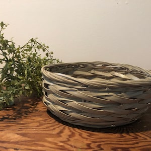 Vintage wicker basket / country decor/ French country basket / farmhouse basket / painted wicker / sage green