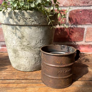 Vintage Metal “Kreamer” / rustic decor/ vintage metal /farmhouse/ French country / rustic vessel