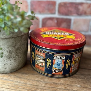Quaker Oats limited addition tin/vintage tin/vintage breakfast cafe/vintage advertising/photo prop/vintage storage
