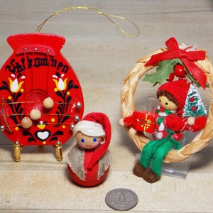 Set of 3 Folk Art Christmas Ornaments