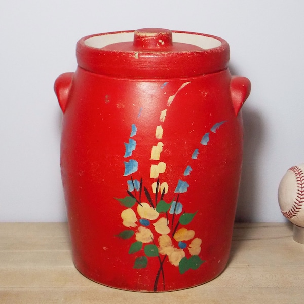 Red Chalkware Cookie Jar