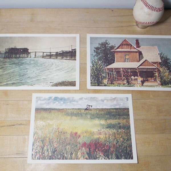 Set of Three 9x6 Color Prints - Vintage Art - Michael Frary Print