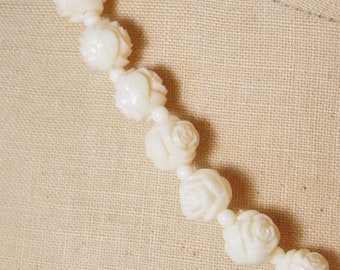 Carved Rose Bead 19" Necklace