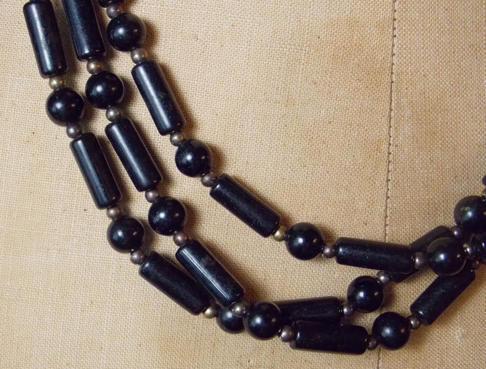Black Bead 3-strand Necklace and Bangle set Fashion/Costume | Etsy
