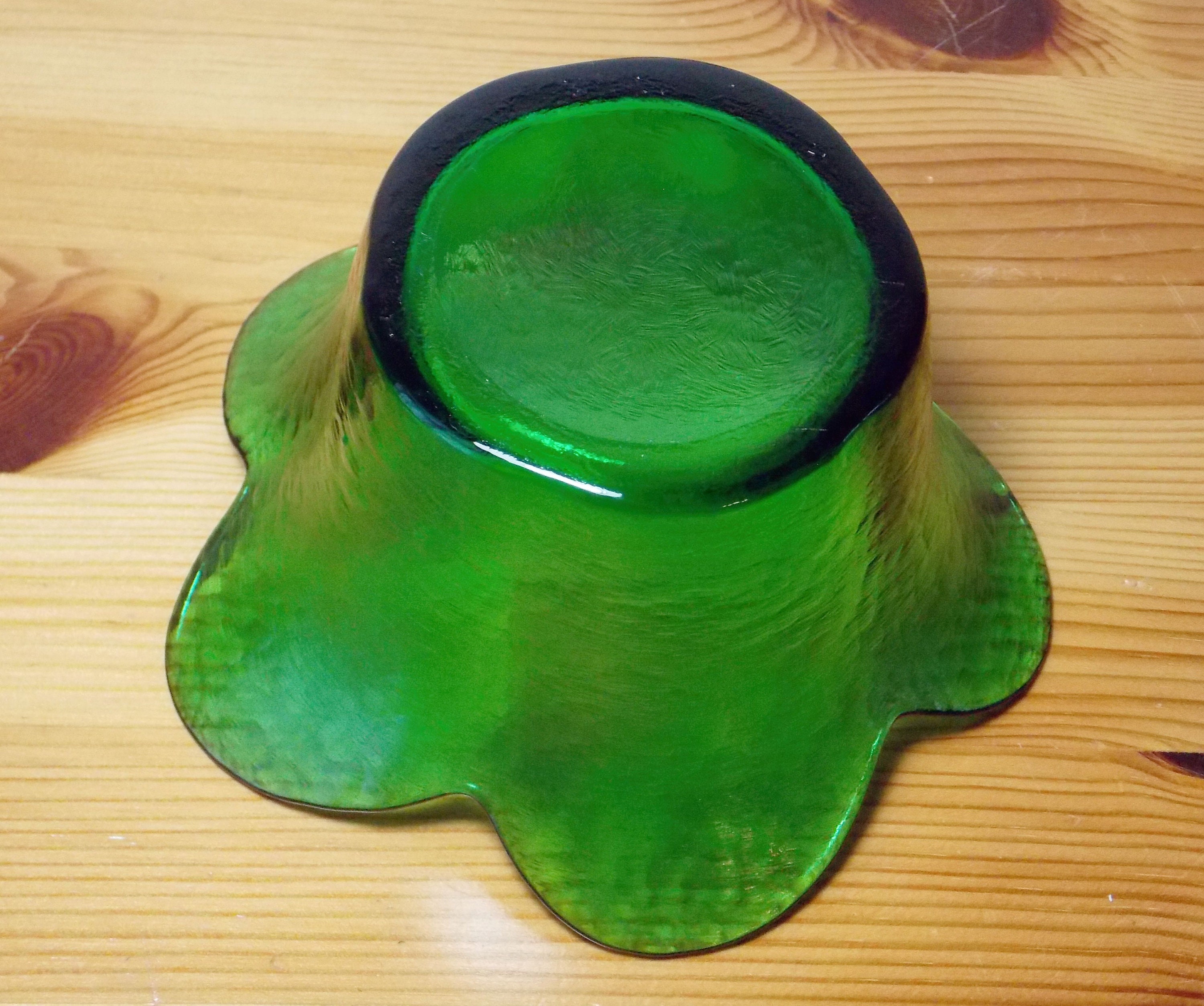 Handblown Green Textured Glass Flower Petal Bowl and Plate Etsy