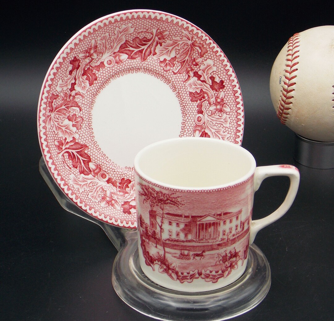 Johnson Brothers Historic America Demitasse Cup and Saucer in Pink the