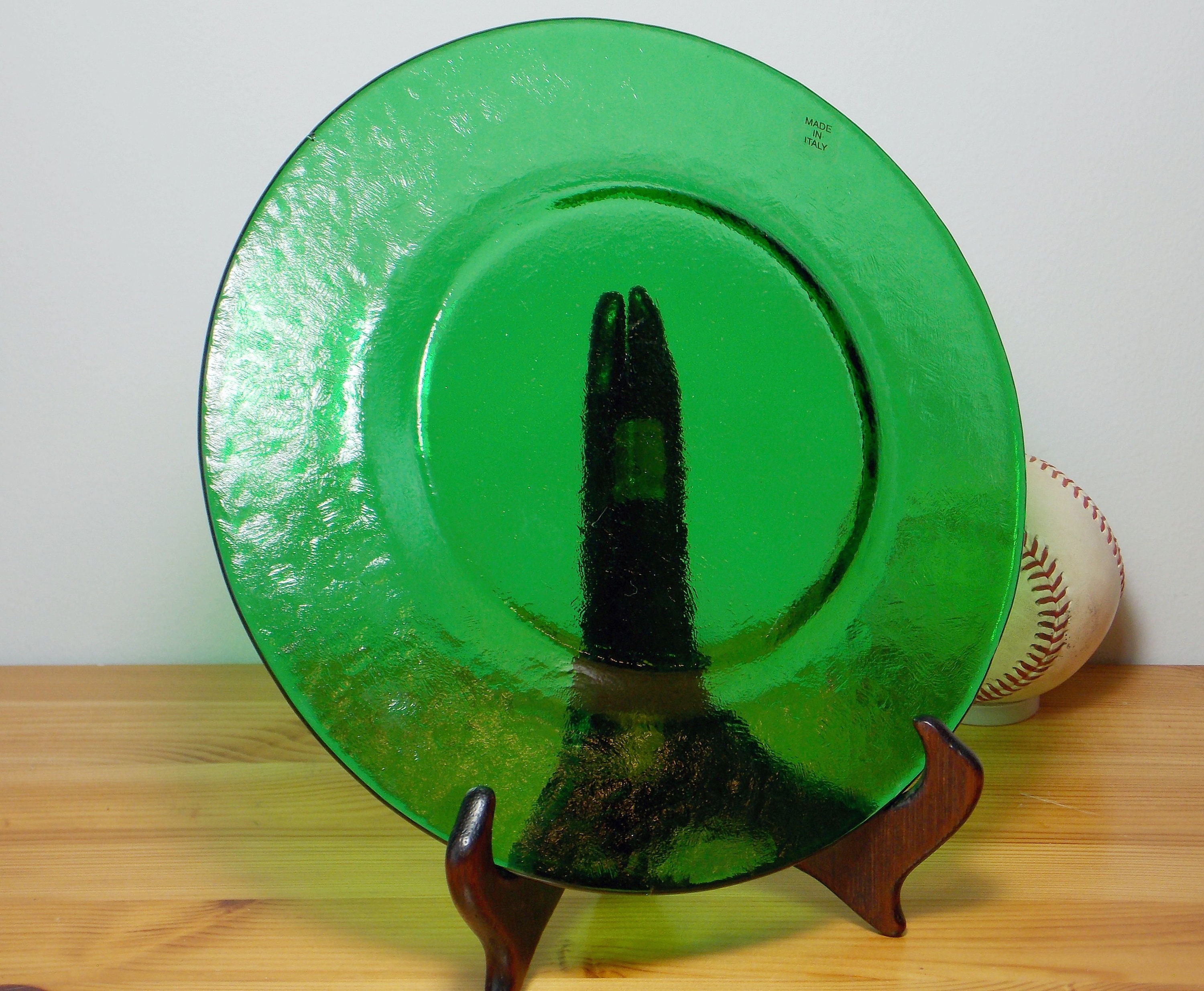 Handblown Green Textured Glass Flower Petal Bowl and Plate Etsy