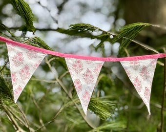 Floral Fabric Bunting: Handmade Pink Nursery Wall Decor