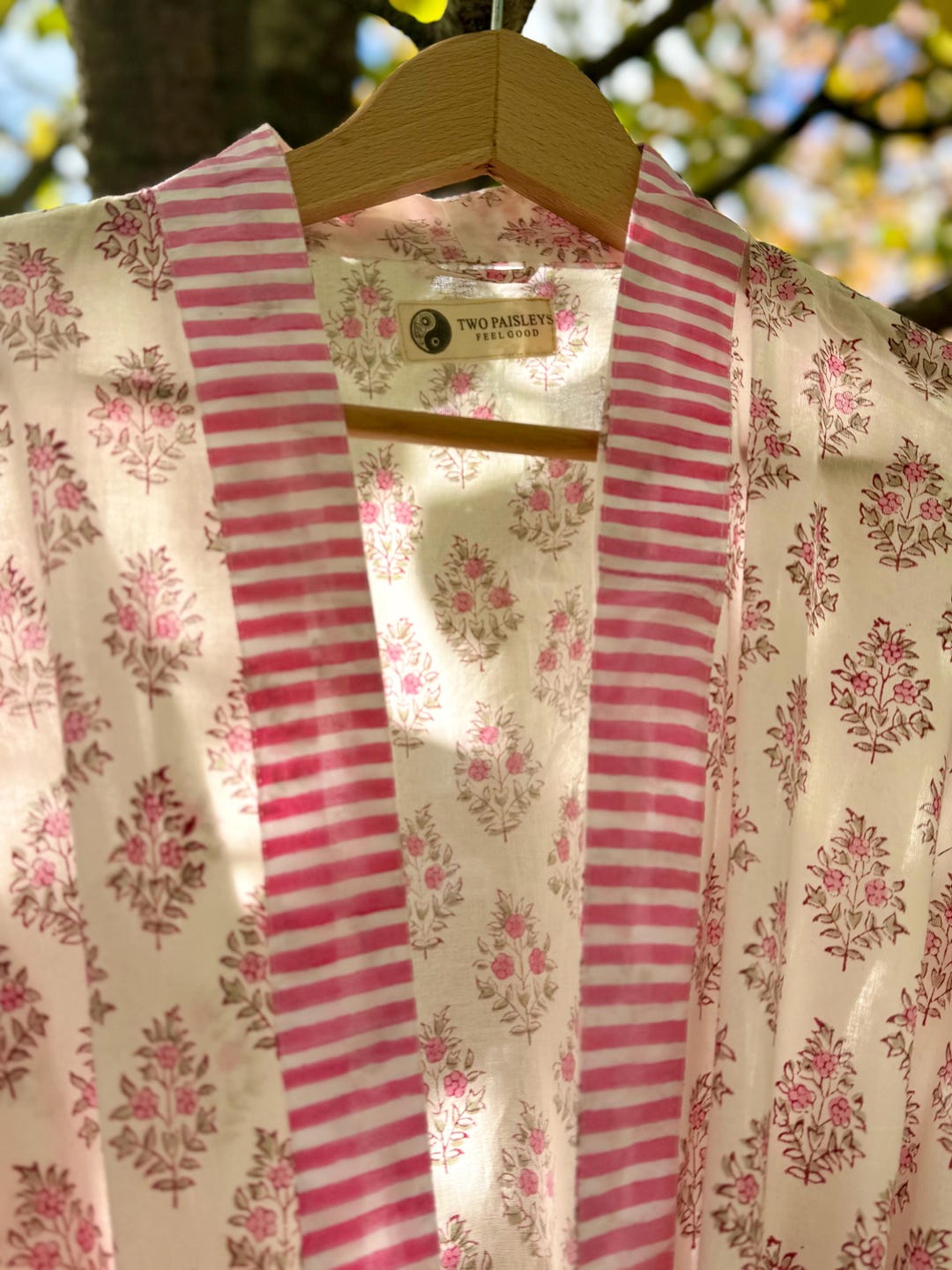 Vintage Floral | Block Print Cotton Robe | Kimono | Dressing Gown ...
