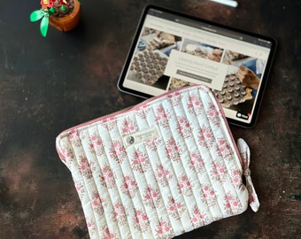 Vintage Floral iPad Sleeve, Quilted Cotton iPad Case, iPad Air, iPad Pro 11 Cover, Bridesmaid Gift