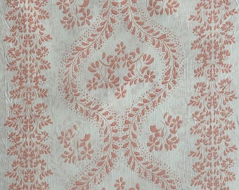 Rose Garland Pink Block Printed Sewing Dressmaking Cotton Fabric- Limited Edition