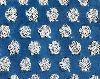 Indigo Bloom Printed Cotton Fabric For Dress Making Sewing Craft By the Metre  LIMITED EDITION