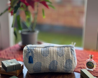 Paisley Handblock Printed  Make Up Toiletry Cosmetic Bag