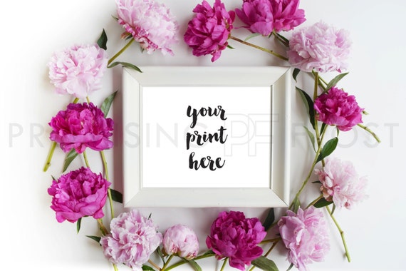 Styled Stock Photography White Landscape Frame Pink Fuchsia