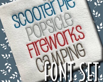 BX Scooter Pie Font Set Lettering Alphabet Monogram Machine Embroidery Design Digital Pattern INSTANT DOWNLOAD Mix Cap Lower Summer Boy Girl