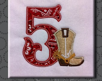 Western Cowboy Boot Number 0-9 Font Set Machine Embroidery Design Digital Applique Pattern INSTANT DOWNLOAD Boy Cowgirl Birthday Valentines