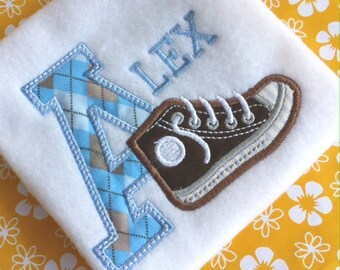 Back to School Athletic Applique Font Design Machine Embroidery Pattern INSTANT DOWNLOAD Digital File Converse Sneaker Tennis Shoe Gym