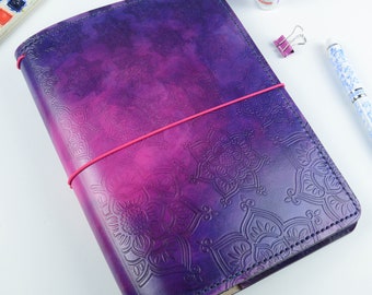 All Sizes Purple Mandala Travelers Notebook Fauxdori Midori A5 A6 Cahier B6 B5 Composition Slim Pocket Regular  Personal Passport A7 A8