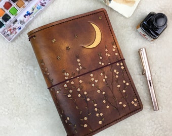 Carnet de notes voyageur marron antique Starlight Daisy Elrohir en cuir imitation dori Midori A4 A5 B6 A6 Cahier B6 avec poche passeport standard A7