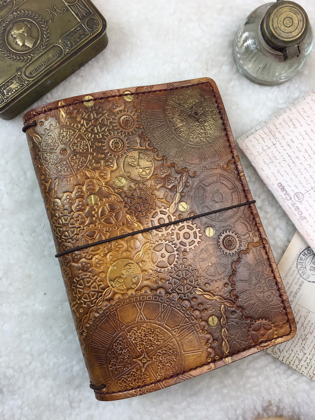 All Sizes Steampunk Clocks and Cogs Travelers Notebook Elrohir Leather ...