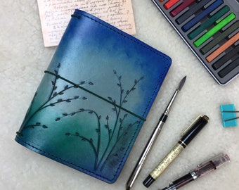All Sizes Seagrass Ombre Turquoise Blue Travelers Notebook Elrohir Leather Planner A4 A5 A6 Cahier Pocket Regular Personal Passport A7