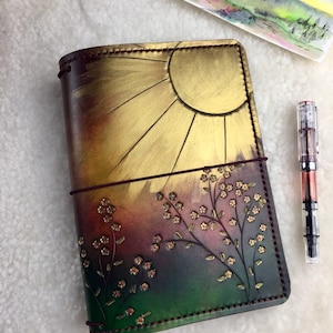 Cuaderno de viaje Sunny Daisy de todos los tamaños Elrohir de piel Fauxdori Midori A4 A5 B6 A6 Cahier B6 Pocket Regular Passport A7