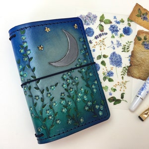 All Sizes Green Blue Starlight Daisy Travelers Notebook Elrohir Leather Planner Cover A4 A5 B6 A6 Cahier B6 Pocket Regular Passport A7