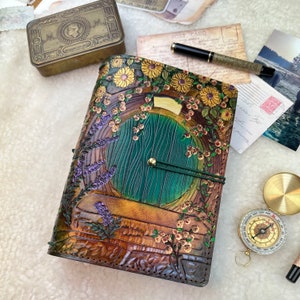 All Sizes Hobbit-Door Travelers Notebook Elrohir Leather A5 B6 Cahier B6 Lord Rings LO TR Fairy Door journal grimoire bujo image 1