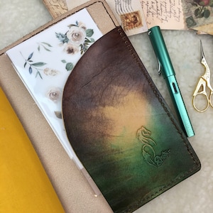 All Sizes Seagrass Ombre Brown Green Elrohir Leather Travelers Notebook Planner A4 A5 A6 B6 Cahier Pocket Regular Personal Passport A7 image 4