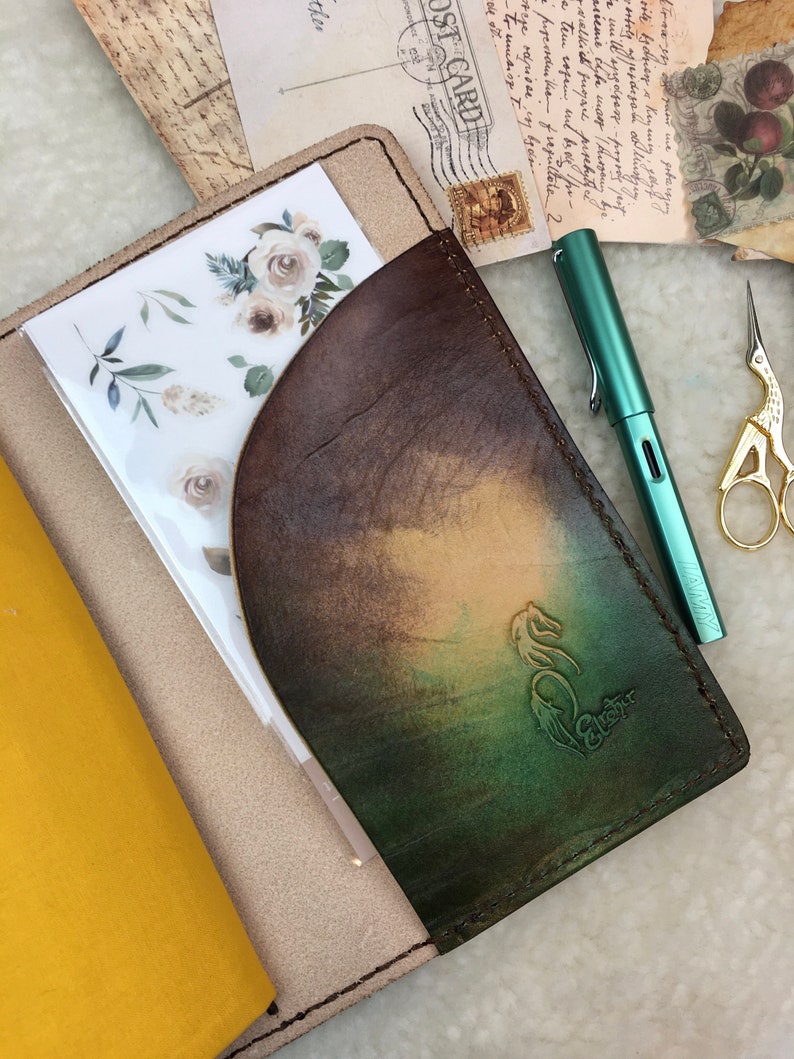 All Sizes Seagrass Ombre Brown Green Elrohir Leather Travelers Notebook Planner A4 A5 A6 B6 Cahier Pocket Regular Personal Passport A7 image 4