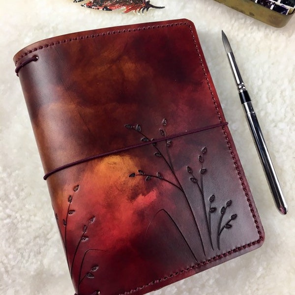 All Sizes Garnet Ombre Seagrass  Travelers Notebook Fauxdori Midori A4 A5 A6 Cahier B6 Slim Pocket Regular Standard Personal Passport A7