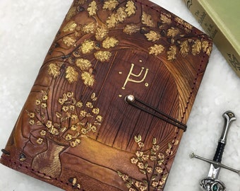 All Sizes Oak Hobbit-Door Travelers Notebook Elrohir Leather A5 B6 Cahier B6 Lord Rings LO TR Fairy Door journal grimoire bujo