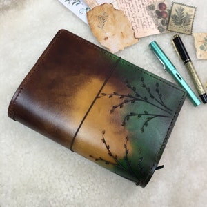 All Sizes Seagrass Ombre Brown Green Elrohir Leather Travelers Notebook Planner A4 A5 A6 B6 Cahier Pocket Regular Personal Passport A7 image 3