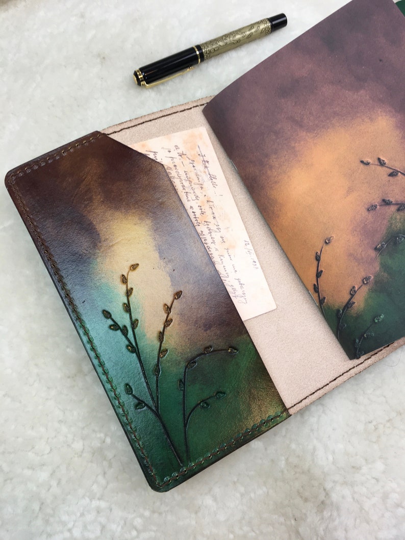 All Sizes Seagrass Ombre Brown Green Elrohir Leather Travelers Notebook Planner A4 A5 A6 B6 Cahier Pocket Regular Personal Passport A7 image 2