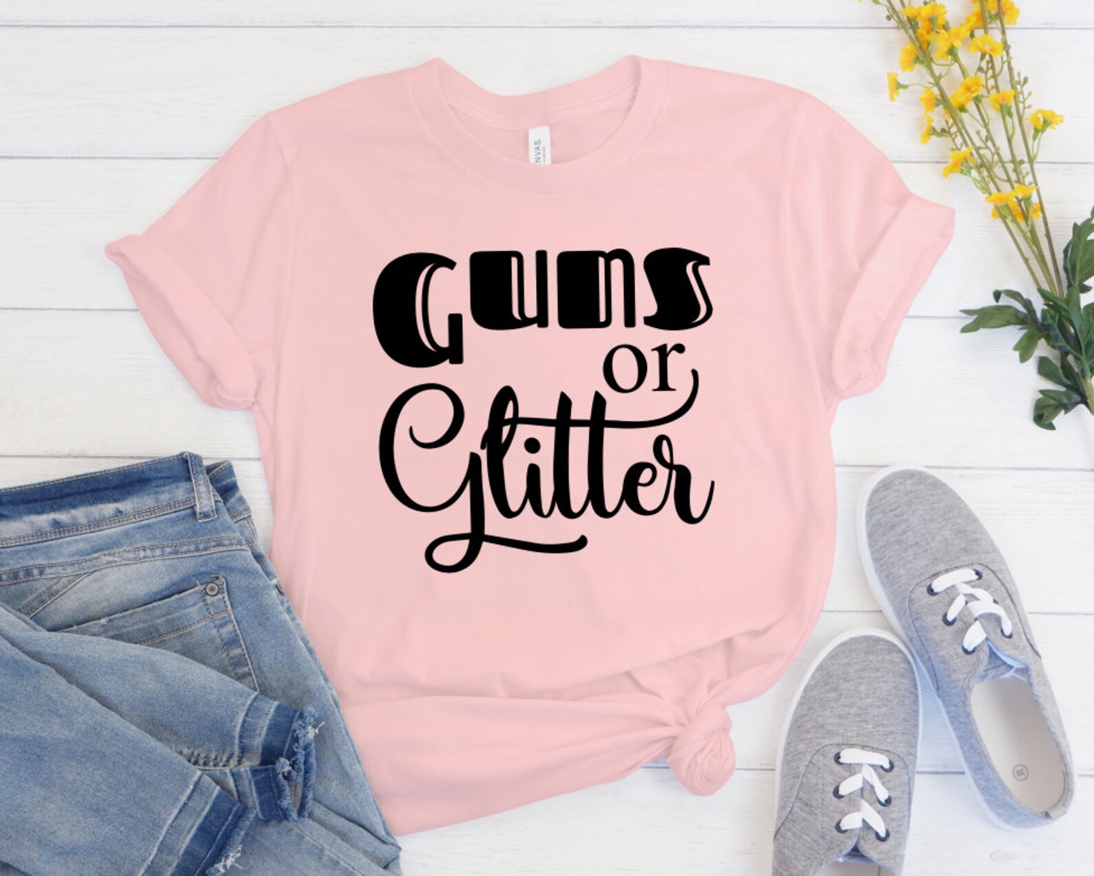 Guns of Glitter Gender Reveal ShortSleeve Unisex TShirt Etsy