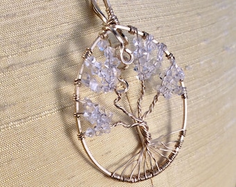 Diamond Tree of Life Pendant, Gold-filled, Rose Gold or Silver, April Tree of Life Pendant, Tree of Life, April Birthstone, Ready to ship!