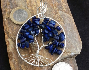 Lapis Lazuli Tree of Life Pendant,  Blue Tree of Life Necklace, Sterling Silver and Lapis Tree of Life, Customizable, September Birthstone,