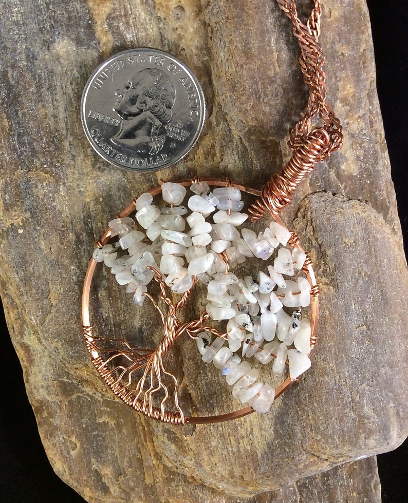 Rose Gold Moonstone Tree of Life Pendant June Birthstone Copper Silver, Bronze Gold Tree of Life Pendant June Tree of Life Pendant