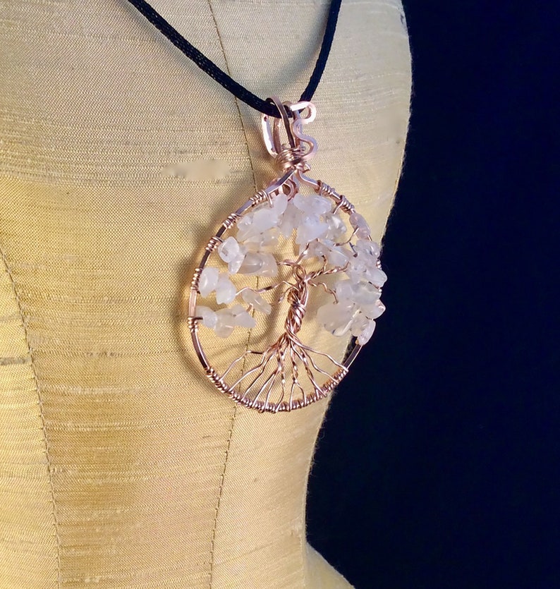 Rose Gold Moonstone Tree of Life Pendant June Birthstone Copper Silver, Bronze Gold Tree of Life Pendant June Tree of Life Pendant