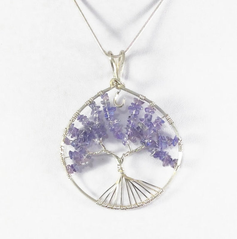 Arbre de vie tanzanite, pendentif arbre de vie en argent sterling, pendentif tanzanite, argent, tanzanite, pierre de naissance de décembre, arbre de vie violet Sterling Silver